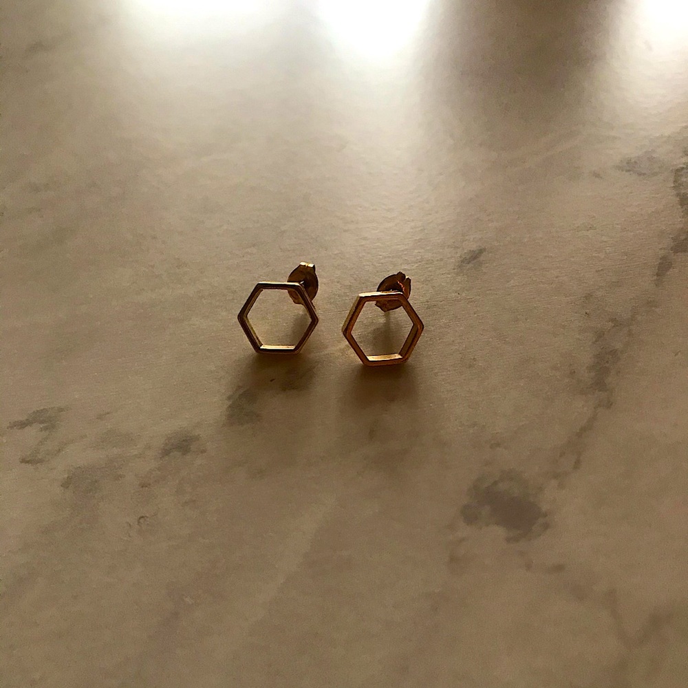 Gold Hexagon Earrings